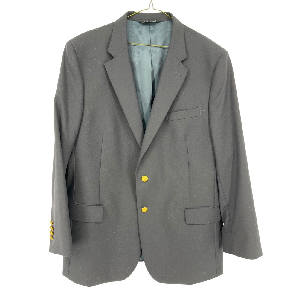 Jos A. Banks Mens 44R Dark‎ Navy Blue Excellent Gold Buttons Wool Blazer